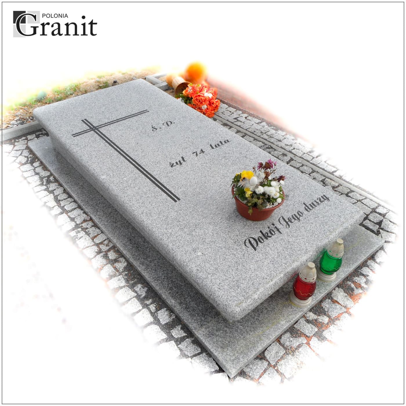 Nagrobki ukośne — realizacja Polonia Granit nr 21
