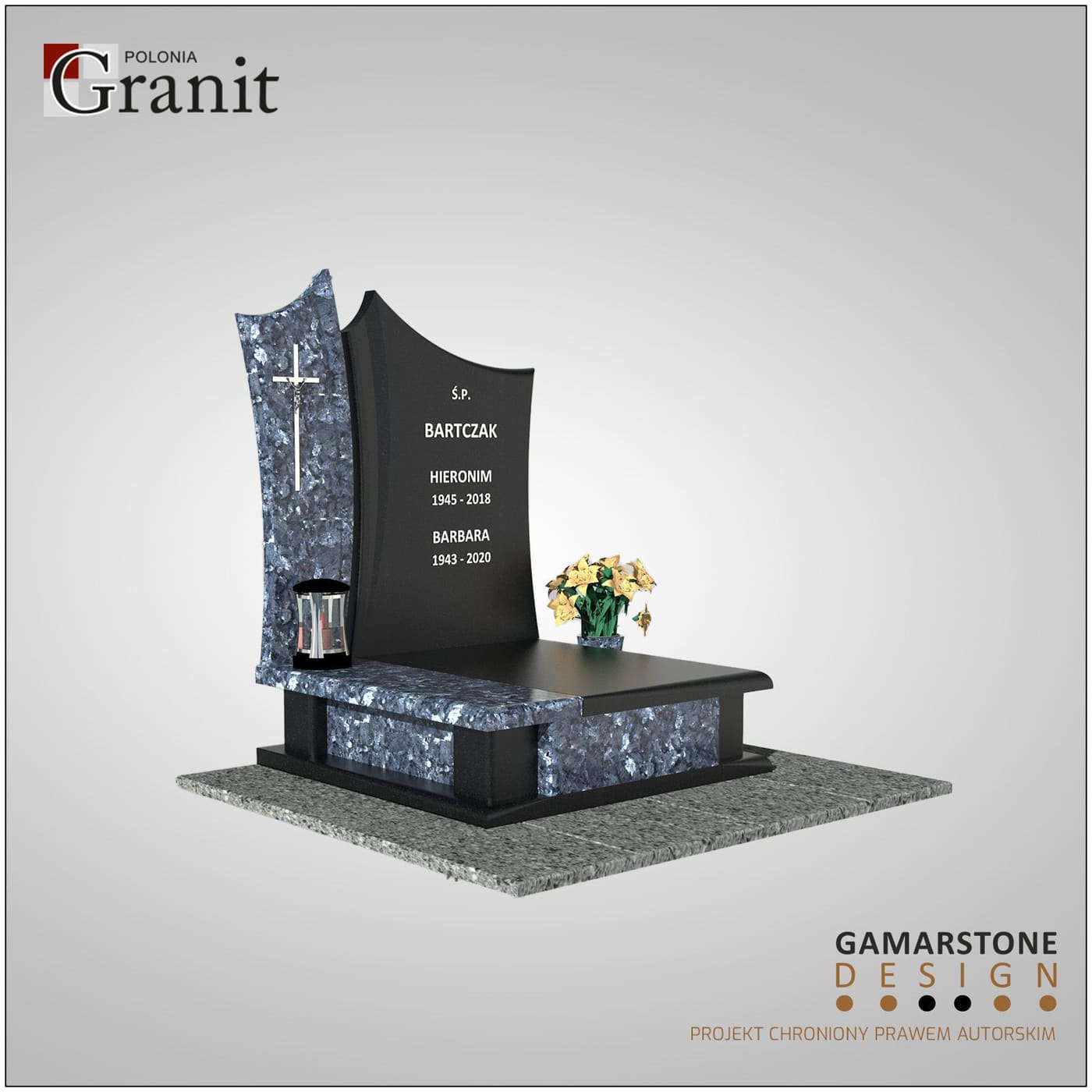 Nagrobki urnowe — realizacja Polonia Granit nr 58